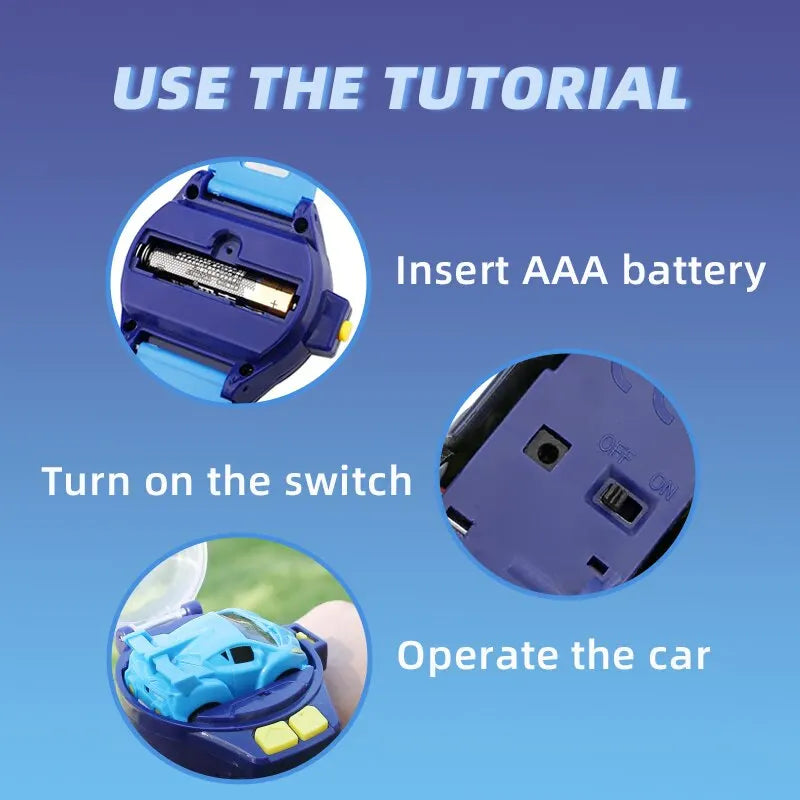 Carrinho de Controle Remoto tipo relógio com lanterninha de LED carregado via USB